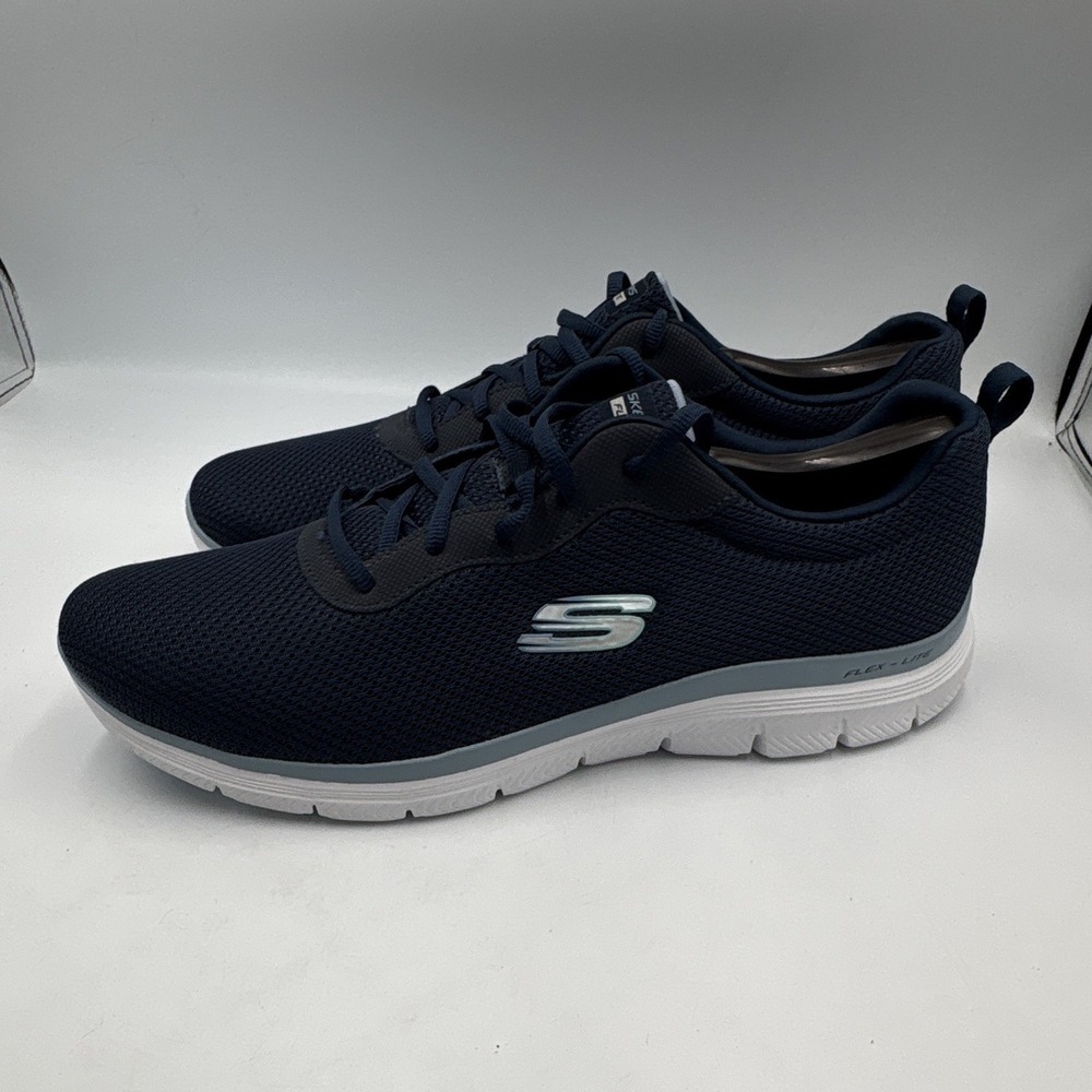 Skechers Flex Appeal Men's‎ Blue/White Low Top Lace-Up Athletic Sneakers